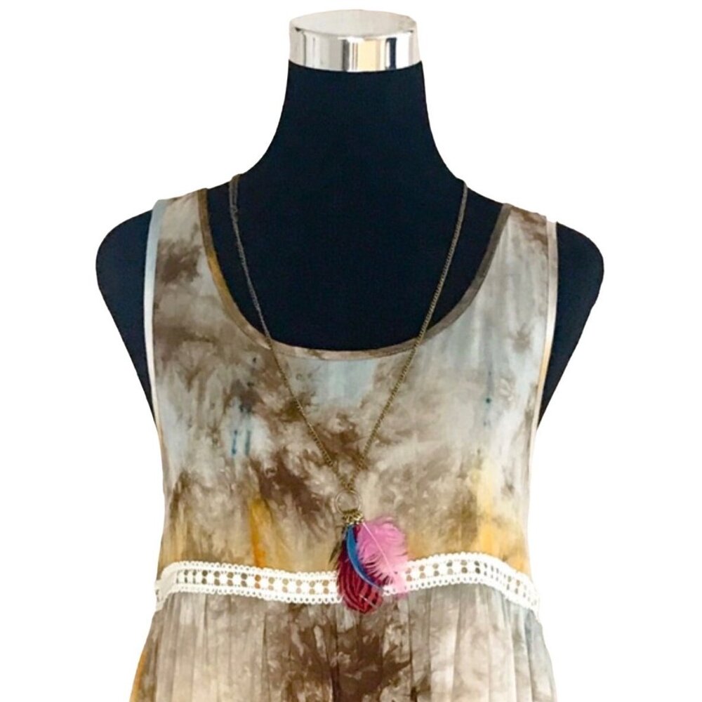 NWT Boho Tie-Dye Mini Slip Dress Tunic  • Coastal Grandmother Hippie Festival - Picture 5 of 14